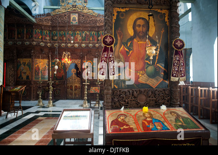 Icône de Jésus dans une église orthodoxe (Bulgarie) Banque D'Images