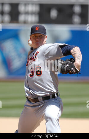 20-MAI-2010 : Oakland, CA : Oakland Athletics héberge les Tigers de Detroit. Le lanceur partant des Detroit Tigers Jeremy Bonderman (38) emplacements contre les Athletics d'Oakland. Les Tigres gagner le match 5-2. (Crédit Image : © Southcreek Dinno Kovic/global/ZUMApress.com) Banque D'Images