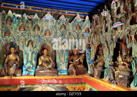 Statue de Tara Verte, temple principal, le monastère de Palcho, Tibet, Chine Banque D'Images