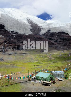 Karola Glacier (5560 m), la Préfecture de Shannan, Tibet, Chine Banque D'Images