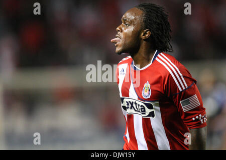 24 avril 2010 : Chivas USA en avant # 77 Chijindu Chukwudi célèbre après avoir marqué un but au cours des Chivas USA vs les San Jose Earthquakes match au Home Depot Center de Carson, en Californie. Chivas a ensuite battu les tremblements de terre avec un score final de 3-2. Crédit obligatoire : Brandon Parry / Southcreek Global (Image Crédit : © Brandon Parry/ZUMApress.com) Southcreek/mondial Banque D'Images