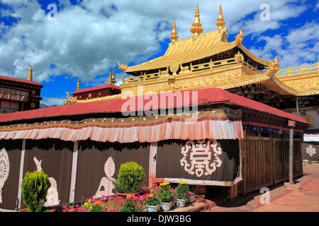 Temple de Jokhang, Lhassa, Tibet, Chine Banque D'Images