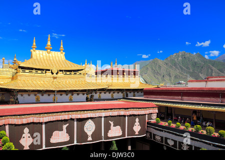 Temple de Jokhang, Lhassa, Tibet, Chine Banque D'Images