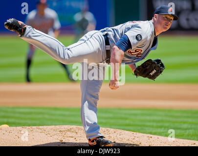 20 mai 2010 : le lanceur partant des Detroit Tigers Jeremy Bonderman (38) en action pendant le match entre l'Oakland A's et les Tigers de Detroit au Oakland-Alameda County Coliseum à Oakland CA. Les Tigres défait les A's 5-2. (Crédit Image : © Damon Tarver/global/ZUMApress.com) Southcreek Banque D'Images