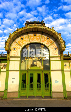 Otto Wagner's Station Art Nouveau conçu pour Stadtbahn, Vienne, Autriche, Europe Centrale Banque D'Images