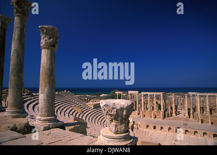 Théâtre, Leptis Magna, Libye Banque D'Images