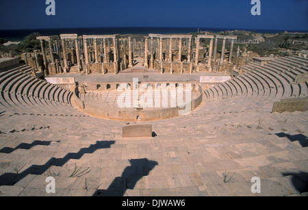 Théâtre, Leptis Magna, Libye Banque D'Images