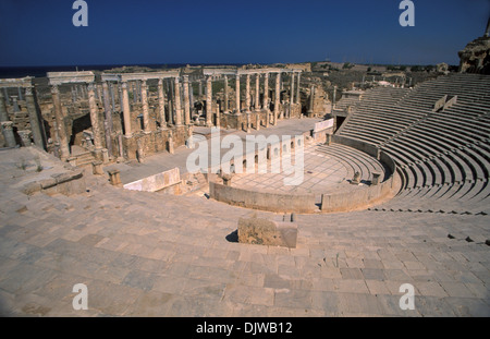 Théâtre, Leptis Magna, Libye Banque D'Images