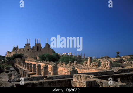 Chalcidicum et Théâtre, Leptis Magna, Libye Banque D'Images