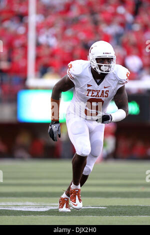 19 octobre 2010 - Lincoln, Nebraska, United States of America - Texas wide receiver Malcolm Williams (# 9). Texas beat n°4 Nebraska 20-13 au Memorial Stadium à Lincoln, Nebraska. (Crédit Image : © Michelle Bishop/ZUMApress.com) Southcreek/mondial Banque D'Images