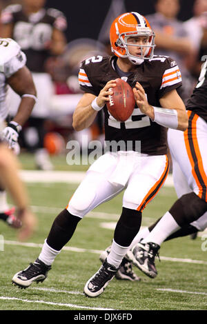 24 Oct 2010 : Cleveland Browns quarterback Colt McCoy (12) au cours de l'action de jeu entre les New Orleans Saints et les Cleveland Browns au Louisiana Superdome à la Nouvelle Orléans, Louisiane. Browns gagner 30-17. (Crédit Image : © Donald Page/global/ZUMApress.com) Southcreek Banque D'Images