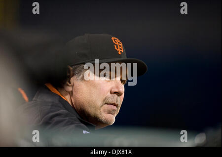 27 octobre 2010 - San Francisco, CA, USA - dans un jeu de la Série mondiale entre les Giants de San Francisco et les Texas Rangers à AT&T Park le 27 octobre 2010 à San Francisco, Californie (crédit Image : © Sacramento Bee/ZUMApress.com) Banque D'Images