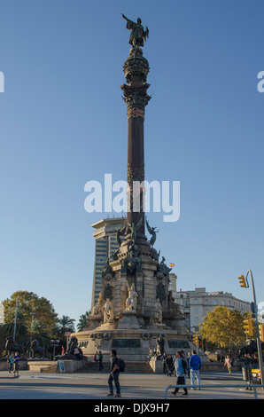 Monument de Christophe Colomb, Barcelone, Espagne Banque D'Images