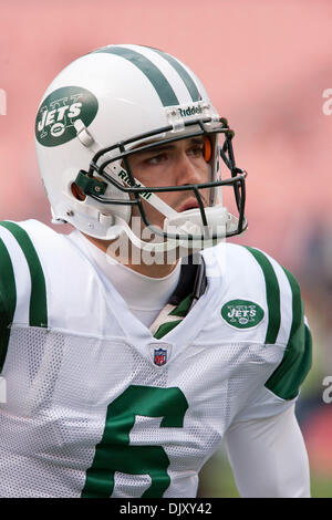 14 novembre 2010 - Cleveland, Ohio, États-Unis d'Amérique - New York Jets quarterback Mark Sanchez (6) avant le match contre les Cleveland Browns joué au stade Cleveland Browns à Cleveland (Ohio). (Crédit Image : © Frank Jansky/global/ZUMApress.com) Southcreek Banque D'Images