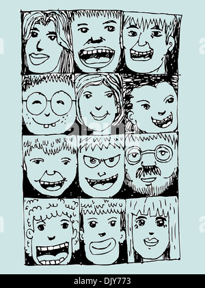 Les gens faces , les gens, visage, visages, visages collage mosaïque, Close up face des personnes fait face à collage Banque D'Images
