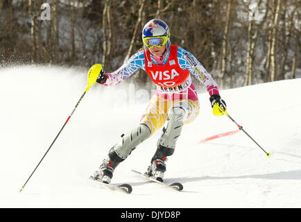 28 novembre 2010 - Aspen, Colorado, UNITED STATES - Lindsey Vonn lors de la première exécution de la AUDI FIS Coupe du Monde de Ski alpin Slalom femmes compétition de ski à Aspen Mountain Resort à Aspen, Colorado, USA 28 novembre. (Crédit Image : © ZUMA/ZUMAPRESS.com) Ralph Lauer Banque D'Images