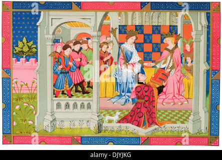 Henry VI et de la Reine reçoit un livre de John Talbot, Comte de Shrewsbury chromolitho Banque D'Images