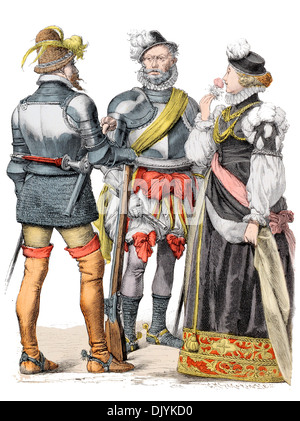 16e siècle XVI 1500 officiers de cavalerie allemande et Lady Banque D'Images