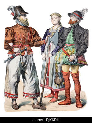 16e siècle XVI 1500s Allemagne frise l'homme de Diethmarschen Eiderstadt et couple de Banque D'Images