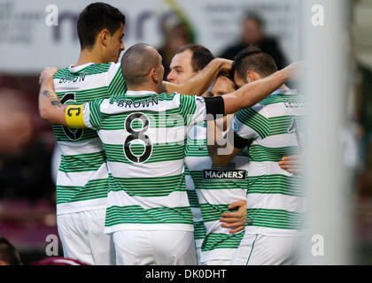 Edimbourg, Ecosse. 06Th Nov, 2013. Les joueurs célèbrent celtique Kris Commoms premier but lors de la Coupe écossais William Hill Quatrième série Coeur de Midlothian et celte. Du stade de Murrayfield, Gorgie, Édimbourg. Credit : Action Plus Sport/Alamy Live News Banque D'Images