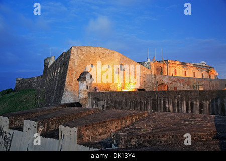 Maison de sentinelle et remparts, château de San Cristobal (1765-1783), Site Historique National de San Juan, San Juan, Puerto Rico Banque D'Images