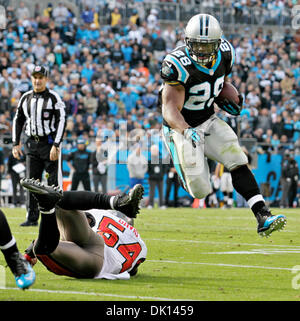 Charlotte, Floride, USA. 1er décembre 2013. DANIEL WALLACE | fois.Tampa Bay Buccaneers Lavonte linebacker David (54) est laissé sur le gazon par Carolina Panthers running back Jonathan Stewart (28) comme il gagne cinq yards au cours du deuxième trimestre de Bank of America Stadium à Charlotte le Dimanche, Décembre 1, 2013. Crédit : Daniel Wallace/Tampa Bay Times/ZUMAPRESS.com/Alamy Live News Banque D'Images