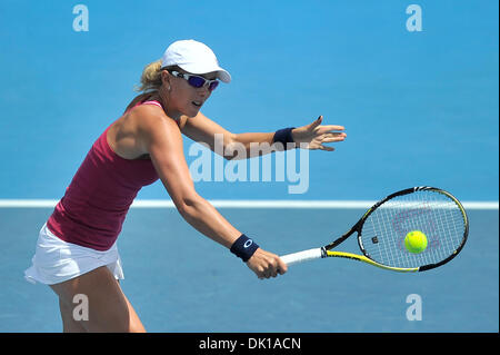 18 janvier 2011 - Melbourne, Victoria, Australie - Lauren Davis (USA) en action lors de son premier match contre Samantha Stosur (AUS) le deuxième jour de l'Open d'Australie 2011 à Melbourne, Australie. (Crédit Image : © basse Sydney/global/ZUMAPRESS.com) Southcreek Banque D'Images