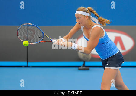 18 janvier 2011 - Melbourne, Victoria, Australie - Petra Kvitova (CZE) en action lors de son premier match contre Sally Peers (AUS) le deuxième jour de l'Open d'Australie 2011 à Melbourne, Australie. (Crédit Image : © basse Sydney/global/ZUMAPRESS.com) Southcreek Banque D'Images