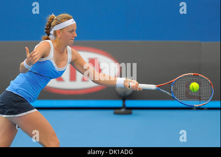 18 janvier 2011 - Melbourne, Victoria, Australie - Petra Kvitova (CZE) en action lors de son premier match contre Sally Peers (AUS) le deuxième jour de l'Open d'Australie 2011 à Melbourne, Australie. (Crédit Image : © basse Sydney/global/ZUMAPRESS.com) Southcreek Banque D'Images