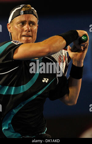 18 janvier 2011 - Melbourne, Victoria, Australie - Lleyton Hewitt (AUS) en action lors de son premier match contre David Nalbandian (ARG) le deuxième jour de l'Open d'Australie 2011 à Melbourne, Australie. (Crédit Image : © basse Sydney/global/ZUMAPRESS.com) Southcreek Banque D'Images