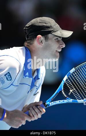 19 janvier 2011 - Melbourne, Victoria, Australie - Andy Roddick (USA) en action au cours de son deuxième tour contre Evgeny Korolev (RUS) sur la troisième journée de l'Open d'Australie 2011 à Melbourne, Australie. (Crédit Image : © basse Sydney/global/ZUMAPRESS.com) Southcreek Banque D'Images