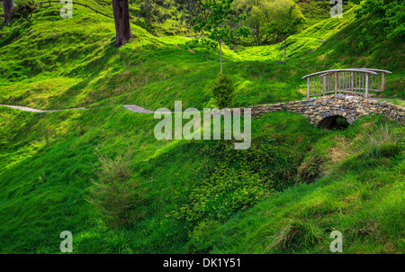 Paysage de Hobbiton de Shire, l'emplacement du Seigneur des Anneaux et Le Hobbit trilogie, près de Matamata, Nouvelle-Zélande Banque D'Images