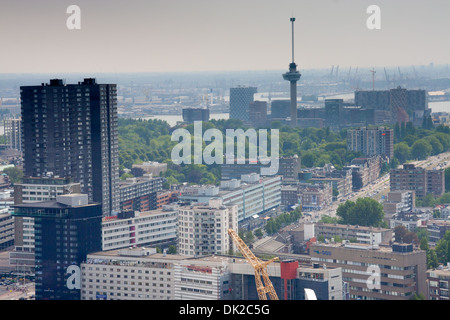 Vue aérienne de Rotterdam avec Europamast Banque D'Images