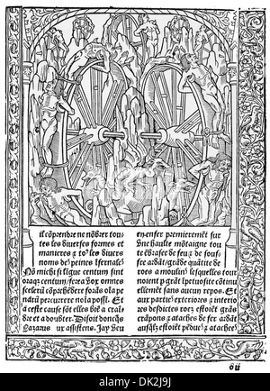 Une page de l'art de bien vivre et de bien mourir,( l'art de bien vivre et mourir) Paris,par Antoine Verard 1492 Banque D'Images