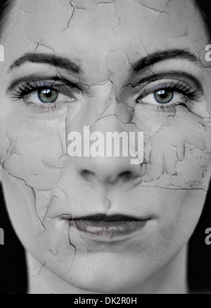 Femme avec la peau sèche, digital composite Banque D'Images