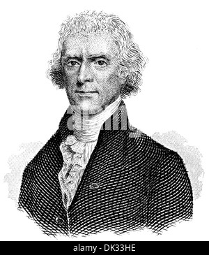 Portrait de Thomas Jefferson, 1743 - 1826, troisième président des États-Unis et principal auteur de la Déclaration d'Indep Banque D'Images