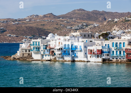 Maisons Blanches à Mykonos, Grèce Banque D'Images