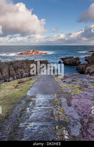 Une cale sèche, Rubha Reidh Lighthouse, Melvaig, Wester Ross, Highlands, Scotland Banque D'Images