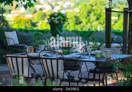 Gastronomy-Restaurant - Luxe - terrasse en été - Vignoble Banque D'Images