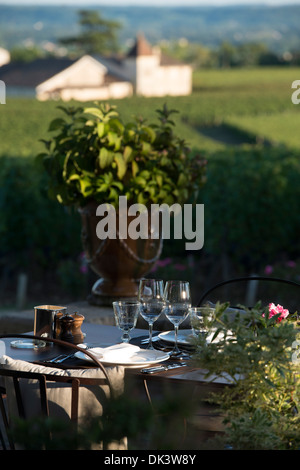 Gastronomy-Restaurant - Luxe - terrasse en été - Vignoble Banque D'Images