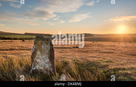 Fernacre le cercle de pierre au pied d'Roughtor sur Bodmin Moor en Cornouailles Banque D'Images