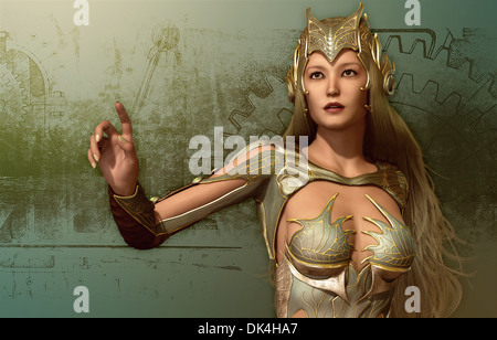 L'infographie 3D d'une jeune femme en une fantaisie armor Banque D'Images