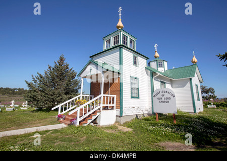 La transfiguration de notre Seigneur dans l'Église orthodoxe russe Ninilchik, Alaska, USA Banque D'Images