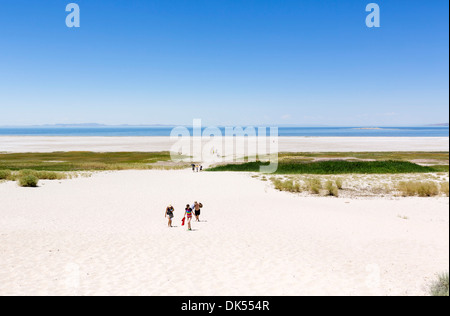 Bridger Bay Beach, île de l'antilope, l'Antilope Island State Park, Grand Lac Salé, Utah, USA Banque D'Images