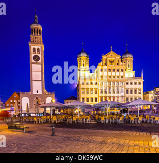 Augsburg, Allemagne Le paysage urbain au Burgtheater. Banque D'Images