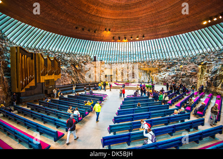 Église de la roche à Helsinki, en Finlande. Banque D'Images