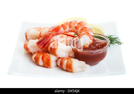 Cocktail de crevettes fraîches avec sauce rouge Banque D'Images