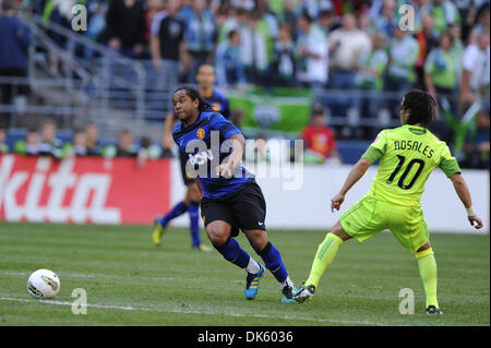 20 juillet 2011 - Seattle, Washington, États-Unis d'Amérique - le milieu de terrain de Manchester United, Anderson (8) durant la première moitié de Manchester United vs Seattle Sounders FC dans un match amical de pré-saison aux États-Unis au cours des tour. (Crédit Image : © Chris Coulter/ZUMApress.com) Southcreek/mondial Banque D'Images