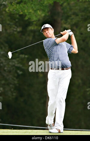 19 mai 2011 - Fort Worth, Texas, US - Davis Love III tees off à # 12 durant le 1er tour de la PGA Crowne Plaza Invitational à Colonial. L'amour finit sa ronde au même point (crédit Image : © Andrew Dieb/global/ZUMAPRESS.com) Southcreek Banque D'Images