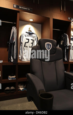 20 juillet 2011 - Kansas City, Kansas, États-Unis - Kei Kamara's locker à LIVESTRONG Sporting Park avant de Newcastle United de l'EPL se préparent à prendre sur Sporting Kansas City de MLS à leur premier match de leur tournée américaine. LIVESTRONG Sporting Park à Kansas City, Kansas. (Crédit Image : © Tyson Hofsommer/global/ZUMAPRESS.com) Southcreek Banque D'Images